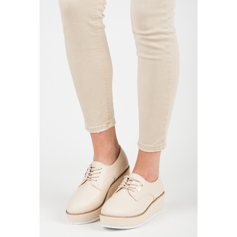 Wiązane półbuty na koturnie vices brązowe 1