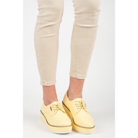 Wiązane półbuty na koturnie vices żółte 1