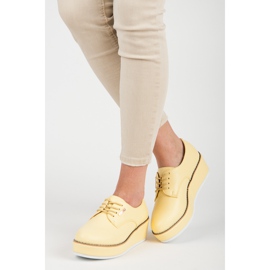 Wiązane półbuty na koturnie vices żółte 2