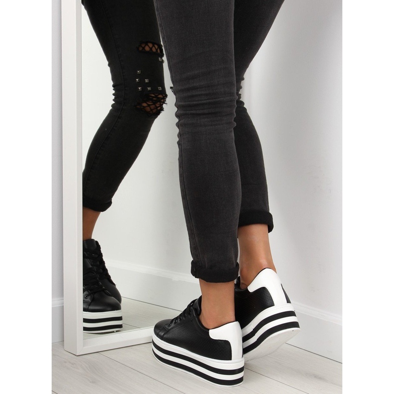 Trampki na wysokiej podeszwie czarne black 1