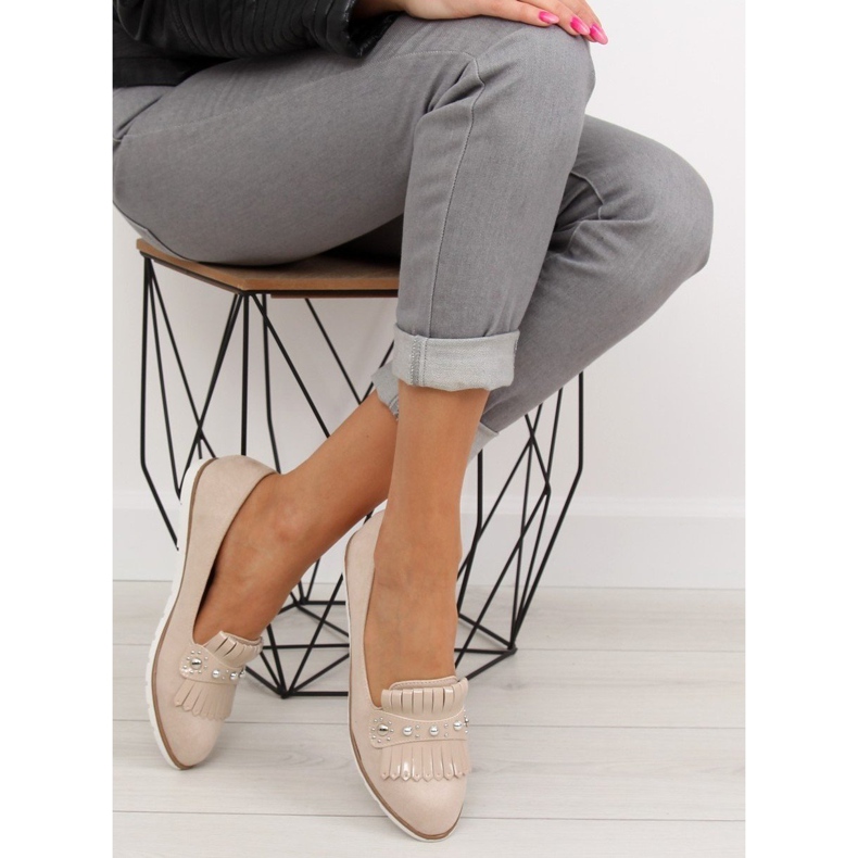 Mokasyny damskie beżowe DM30P Beige beżowy 2