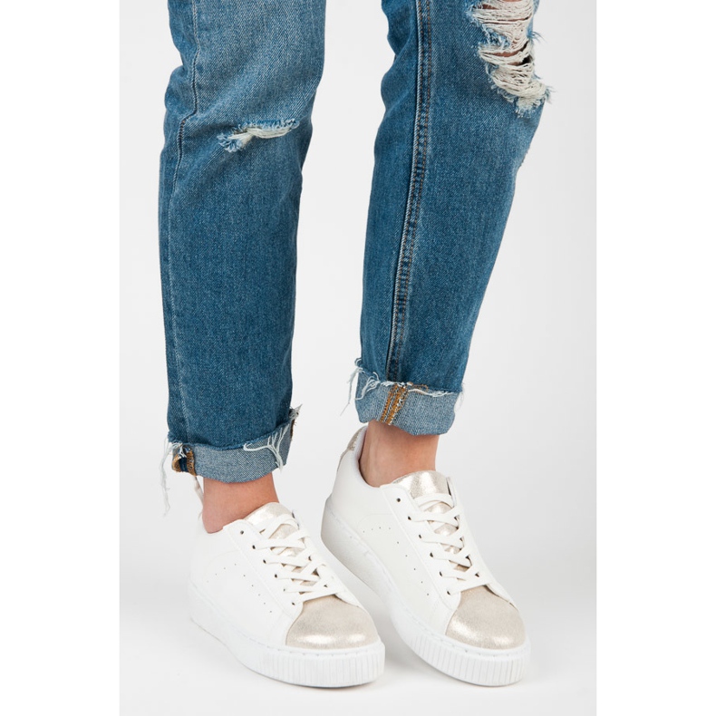 Wiązane trampki snake print białe 1