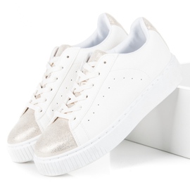 Wiązane trampki snake print białe 2