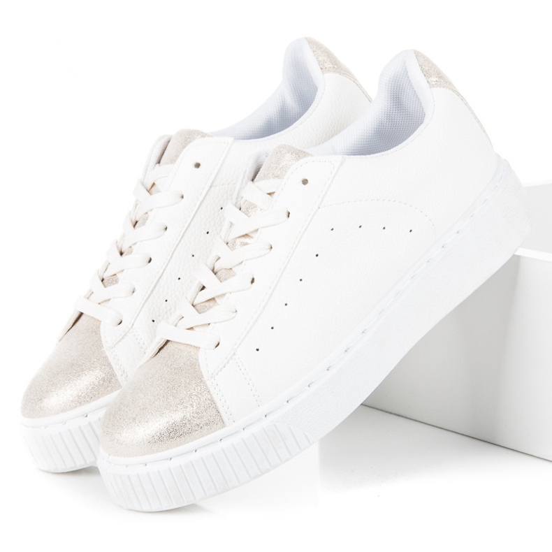 Wiązane trampki snake print białe 2