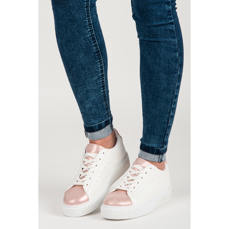 Wiązane trampki snake print białe 2