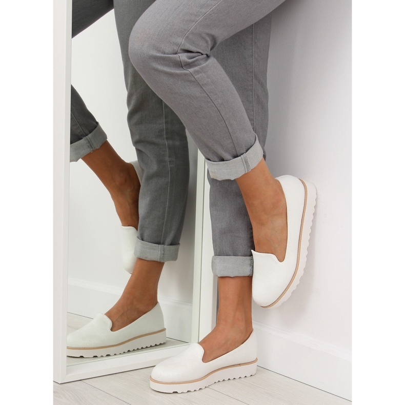 Mokasyny lordsy białe T309P White 1