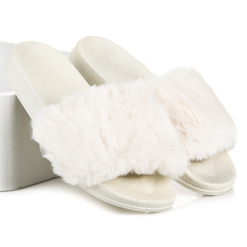 Bona Klapki damskie z futerkiem brązowe 1