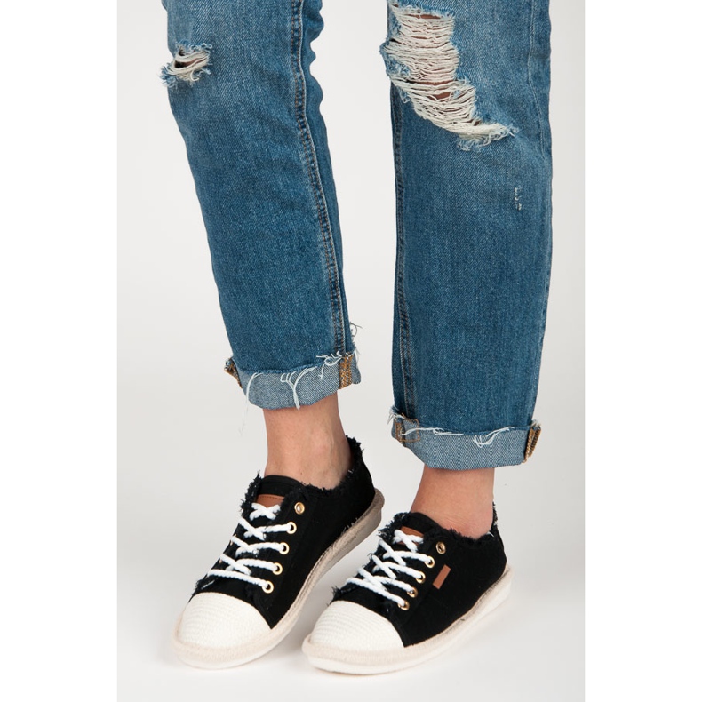 Seastar Sznurowane Trampki Espadryle czarne 1