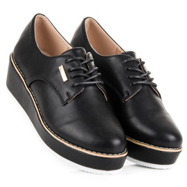 Wiązane półbuty na koturnie vices czarne 1