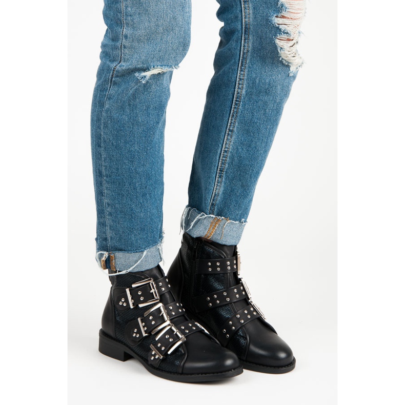 Seastar Wiosenne rockowe botki czarne 1