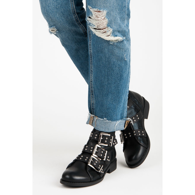 Seastar Wiosenne rockowe botki czarne 2