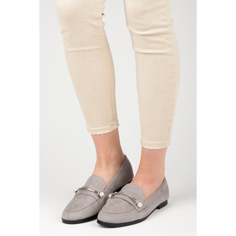 Seastar Mokasyny Z Perełkami szare 1