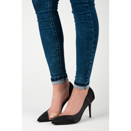 Satynowe Transparentne Szpilki czarne 1