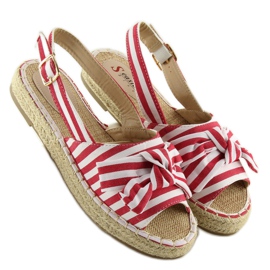 Sandałki espadryle w paski czerwone red 1