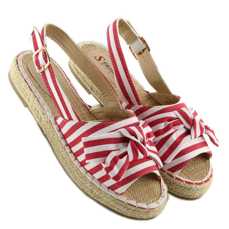 Sandałki espadryle w paski czerwone red 1