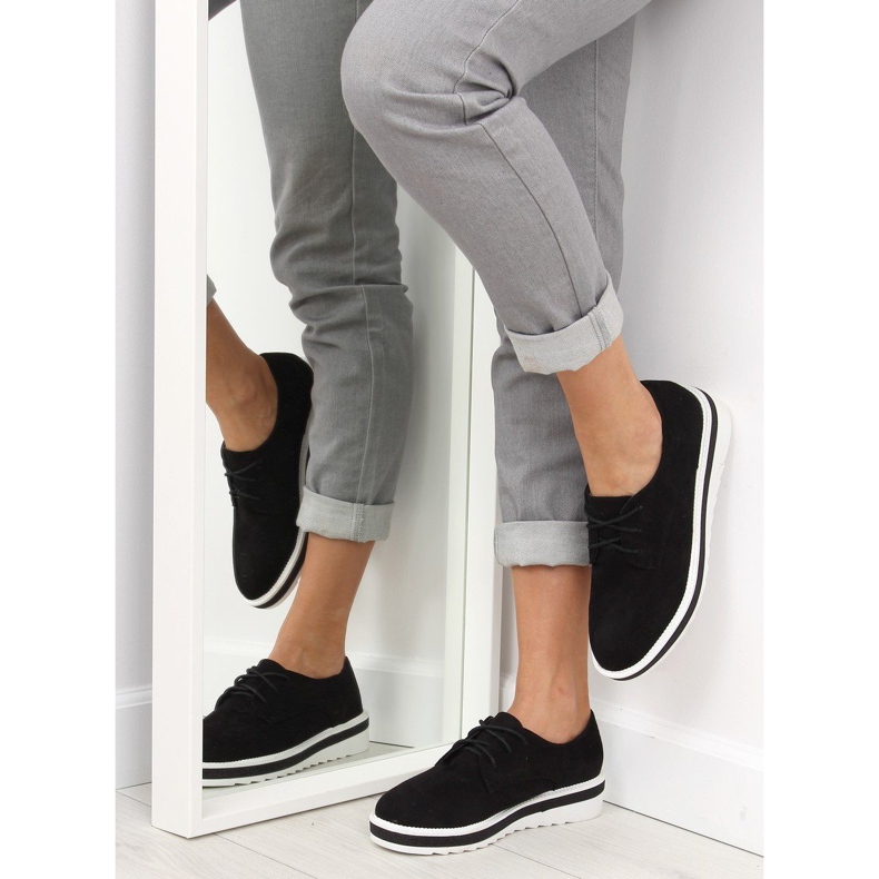 Mokasyny sznurowane czarne black 1