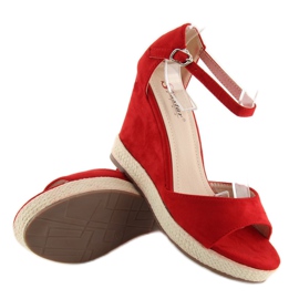 Sandałki na koturnie espadryle czerwone red 2