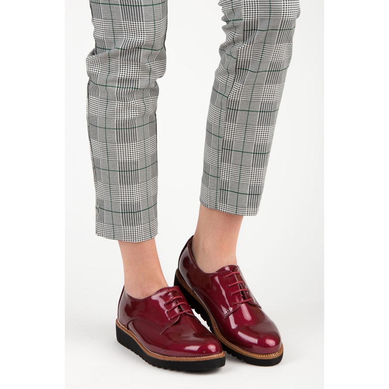 Kylie Lakierowane półbuty bordo czerwone 1