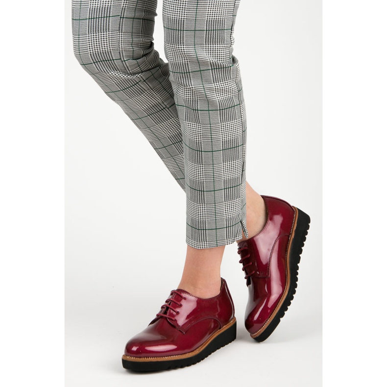 Kylie Lakierowane półbuty bordo czerwone 2