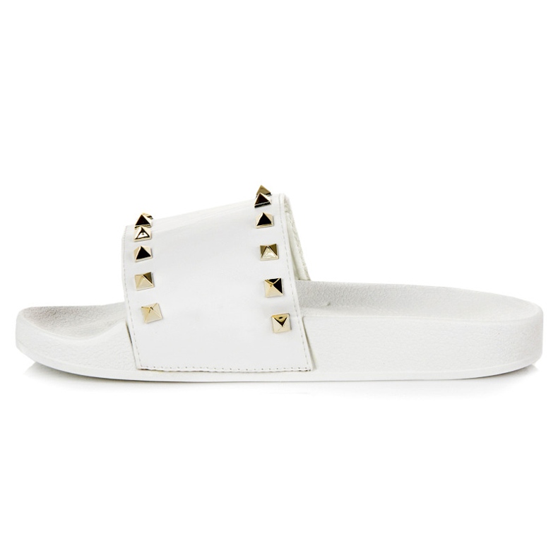 Białe klapki z dżetami 1