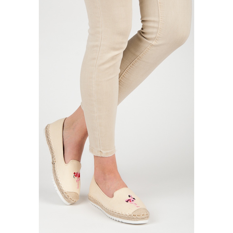 Bestelle Espadryle z flamingiem brązowe 2
