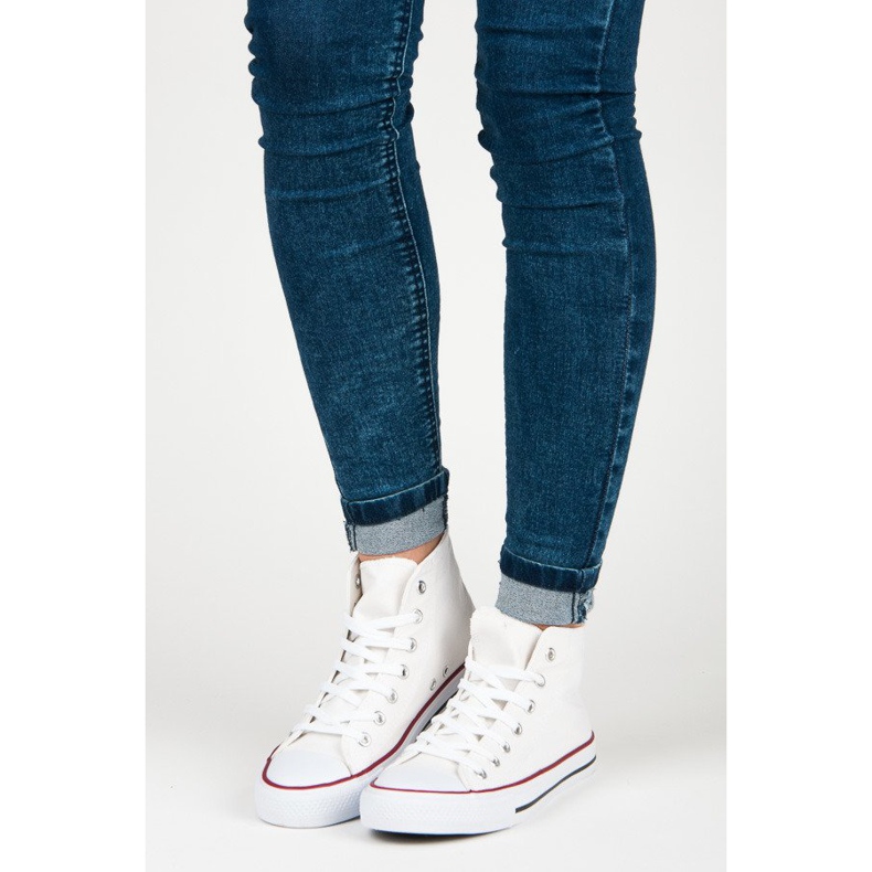 Wiązane trampki nad kostkę białe 1