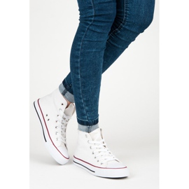 Wiązane trampki nad kostkę białe 2