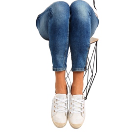 Trampki espadryle sznurowane białe B-140 White 2