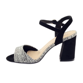 Sandały na słupku Sergio Leone 820 w paski białe czarne 2