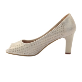 Czółenka dziurkowane Sergio Leone 232 brązowe żółte 2