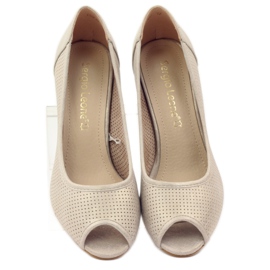 Czółenka dziurkowane Sergio Leone 232 brązowe żółte 4