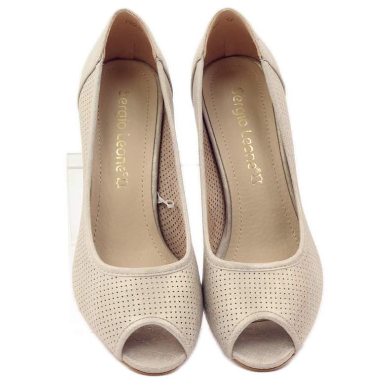 Czółenka dziurkowane Sergio Leone 232 brązowe żółte 4