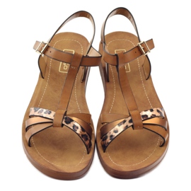 Filippo Sandały damskie panterka wz 103 brązowe żółte 4