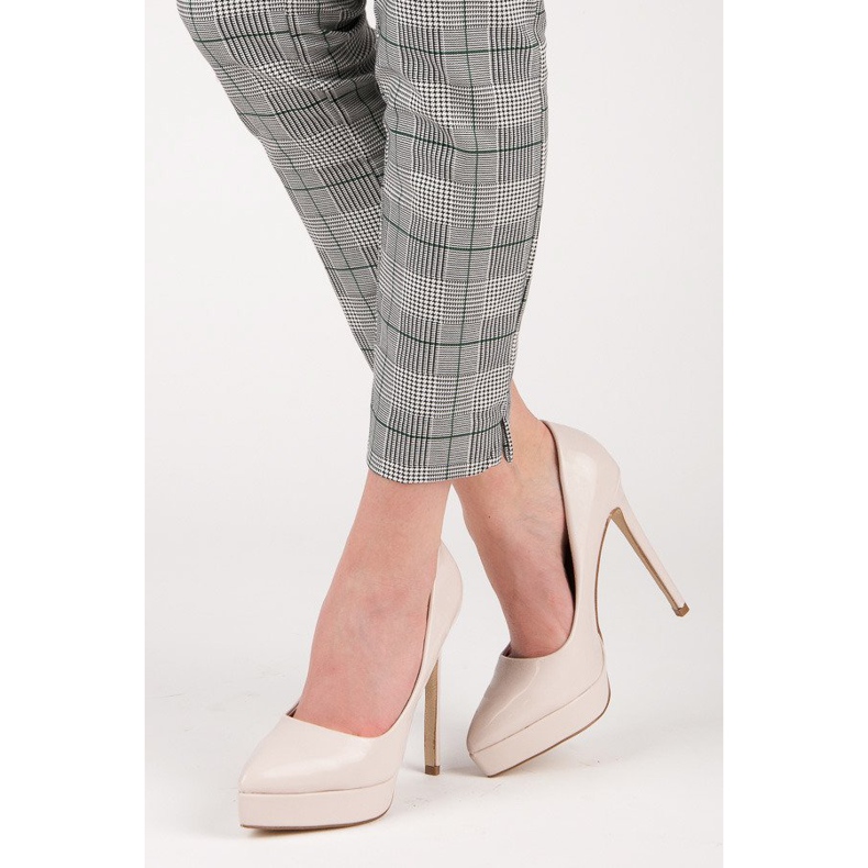 Small Swan Lakierowane szpilki na platformie brązowe 2