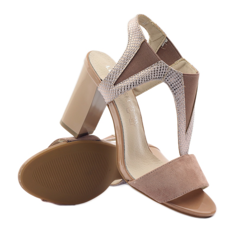 M.Daszyński Sandały wkładka skórzana Daszyński różowe 3