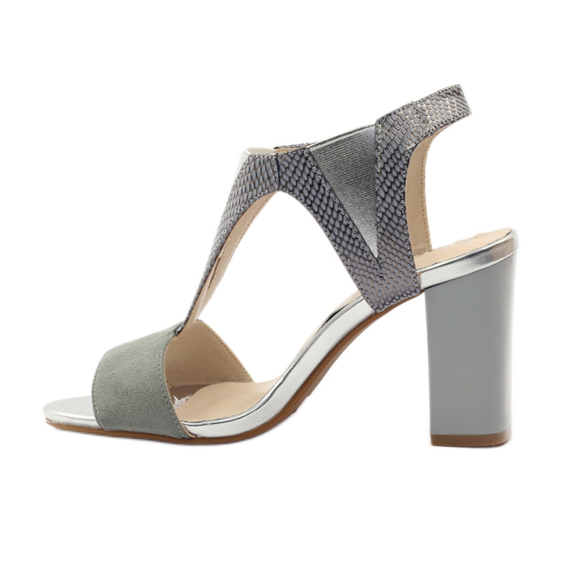 M.Daszyński Sandały wkładka skórzana Daszyński szare 2