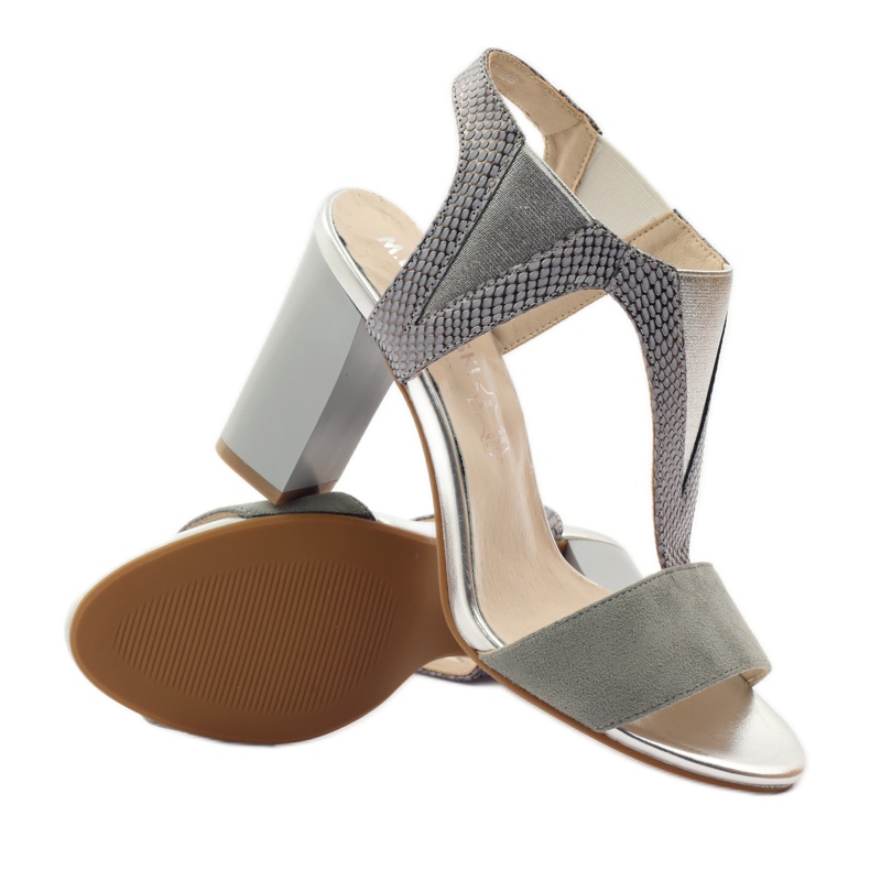 M.Daszyński Sandały wkładka skórzana Daszyński szare 3