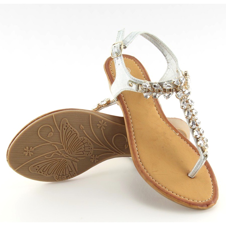 Sandałki japonki srebrne 9-59 Silver szare 1