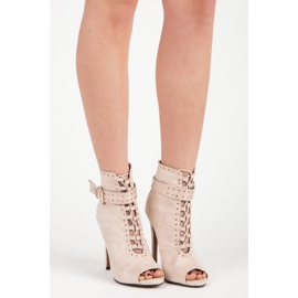 Seastar Zamszowe botki open toe beżowy 1