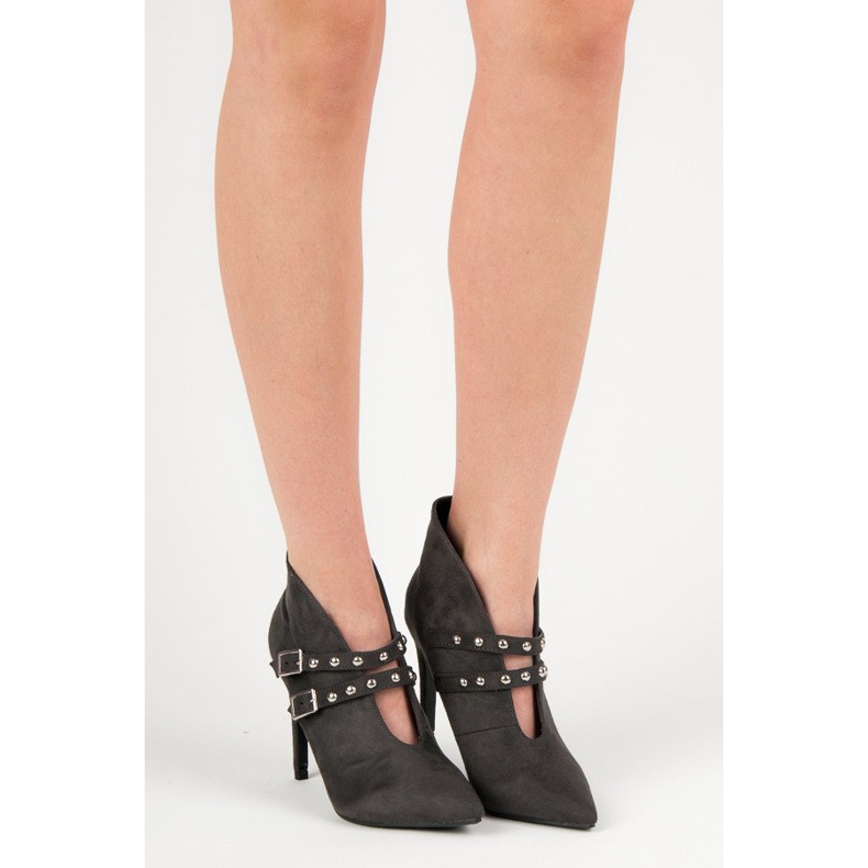 Cm Paris Wiosenne botki w szpic szare 2