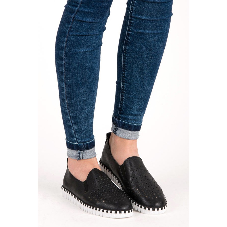 Seastar Ażurowe Trampki Slip On czarne 2