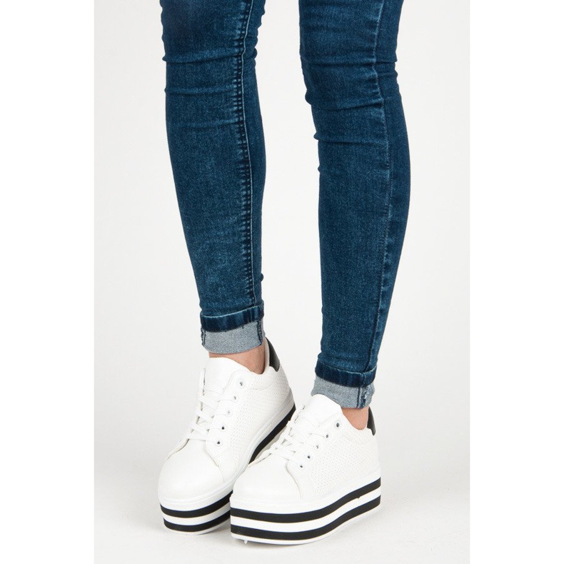 Seastar Wiązane trampki na platformie białe 1