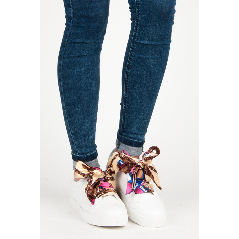 Trampki wiązane wstążką vices białe 1