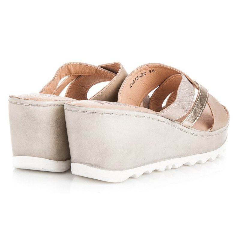 Kylie Klapki na koturnie brązowe 2