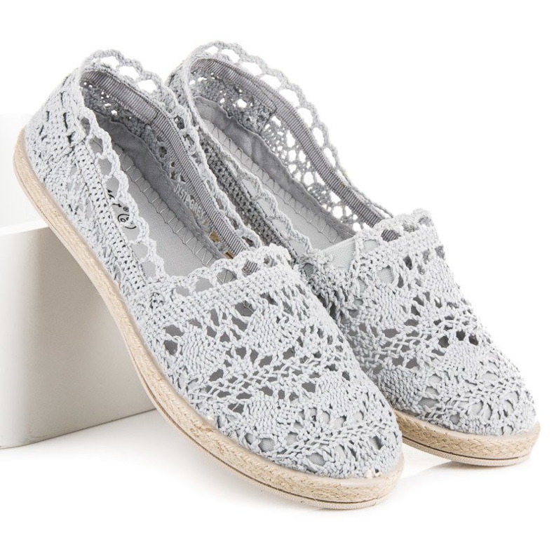 Seastar Szare koronkowe espadryle 1