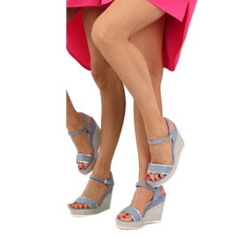 Sandałki espadryle na koturnie niebieskie 6823 Blue 1