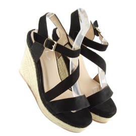 Espadryle na koturnie czarne 333-8 Black 2