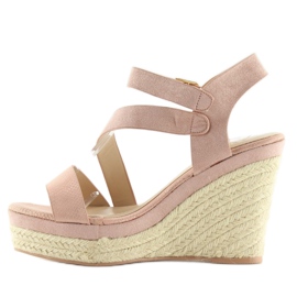 Espadryle na koturnie różowe 333-8 Pink 1