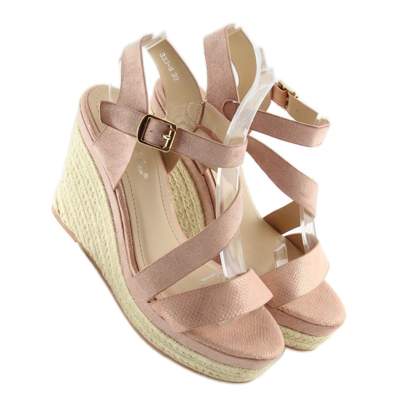 Espadryle na koturnie różowe 333-8 Pink 2