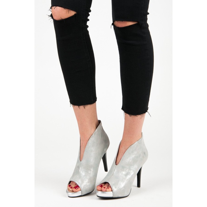 Vinceza Botki open toe szare 1